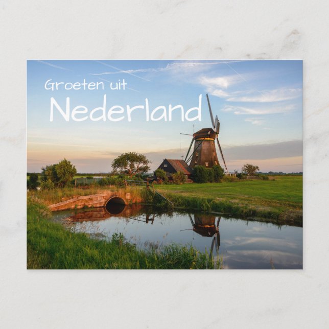 Cartão postal da moenda Groeten Nederland (Frente)