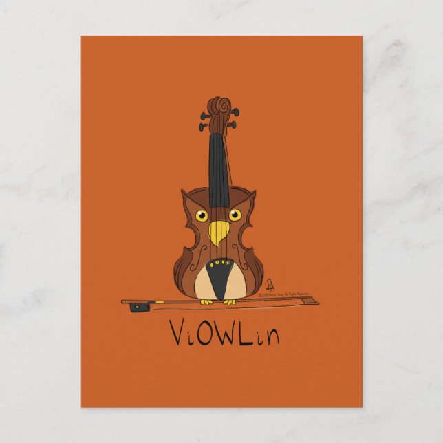 Cartão postal da música ViOWLin Violin Owl (Frente)