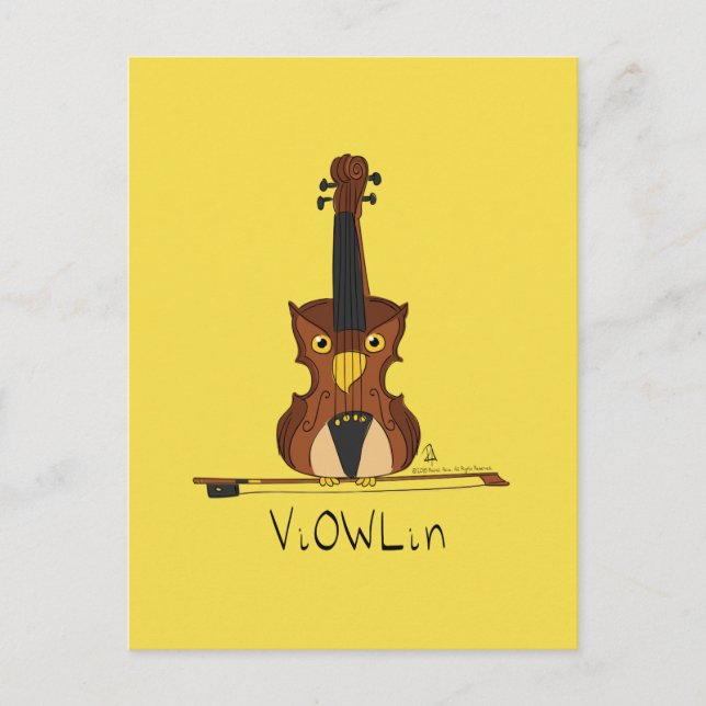Cartão postal da música ViOWLin Violin Owl (Frente)