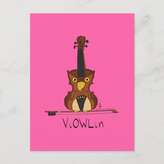 Cartão postal da música ViOWLin Violin Owl (Frente)