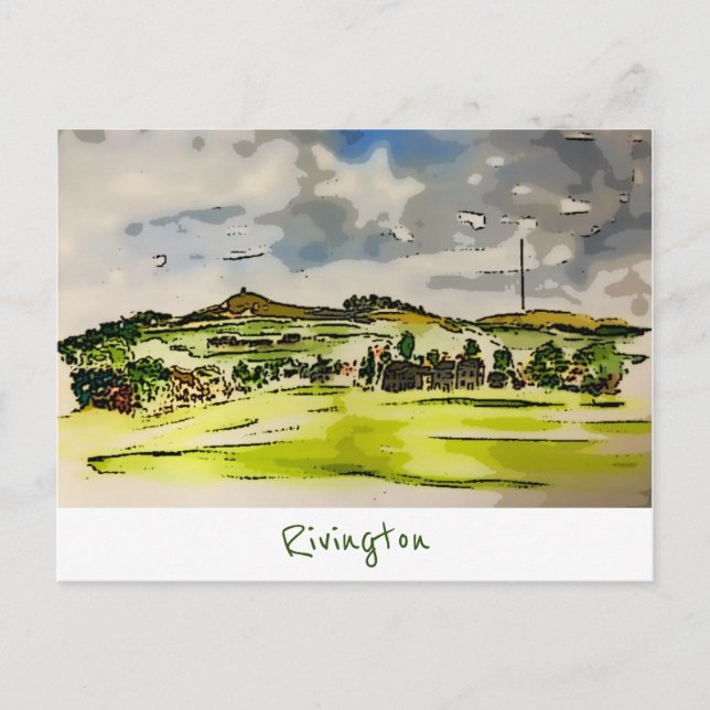 Cartão postal da Paisagem da Colina de Inverno Riv (Frente)