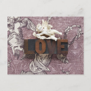 cartão postal da palavra amor do cupido