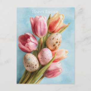 Cartão postal da Páscoa com Flores e Ovos de Pásco