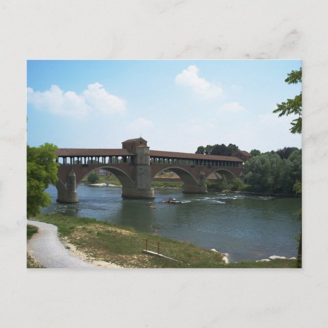 Cartão postal da ponte antiga Pavia (Frente)