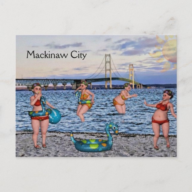 Cartão postal da ponte Mackinaw (Frente)