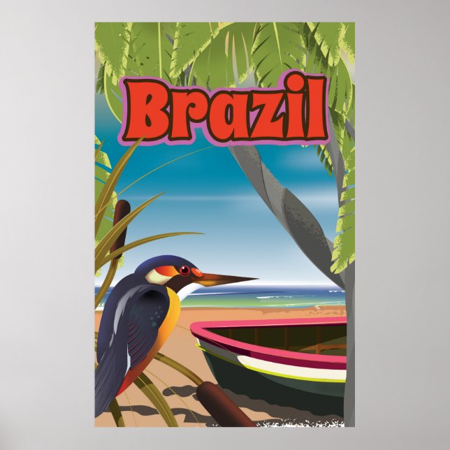 cartão postal da praia brasileira impressão de via (Frente)