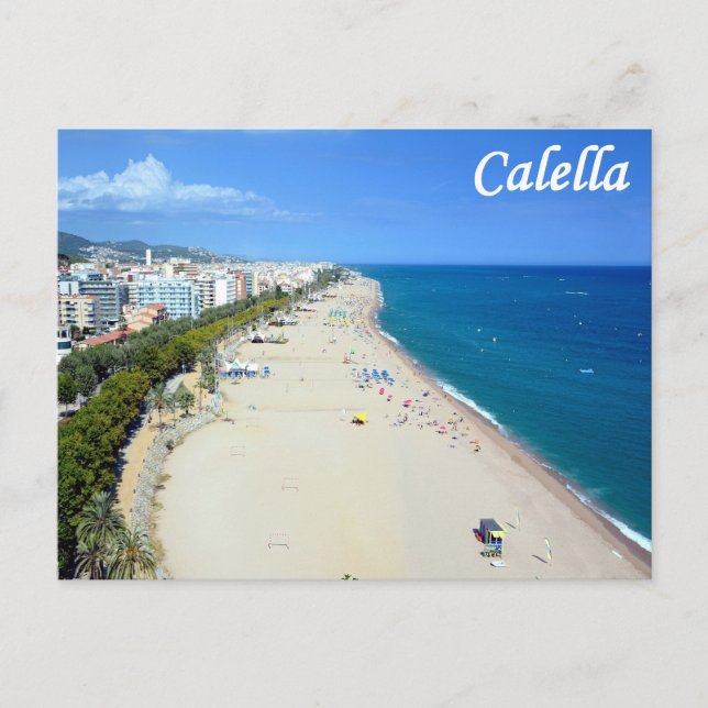 Cartão postal da praia de Calella (Frente)