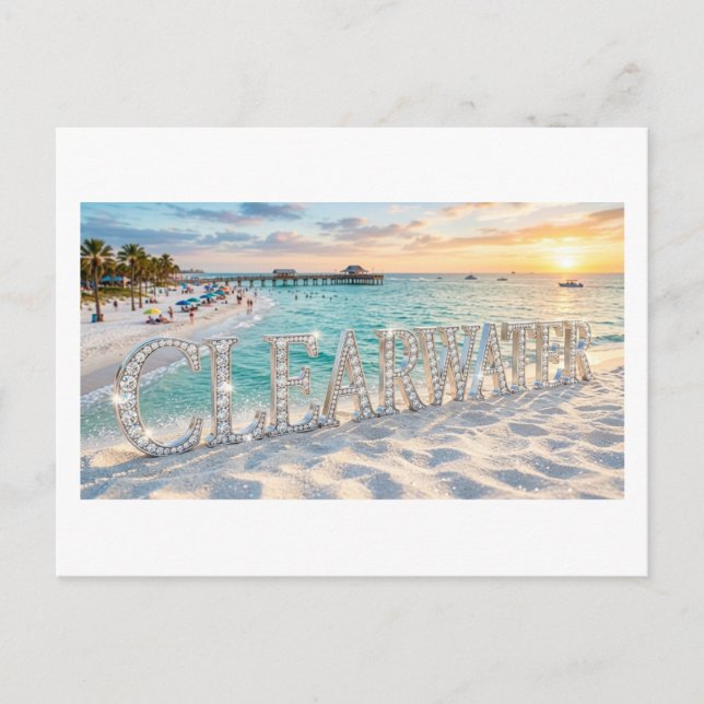 Cartão postal da Praia de Clearwater (Frente)