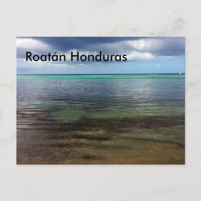 Cartão postal da praia de Roatán Honduras (Frente)