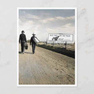 Cartão Postal Da Próxima Vez Tente Comboio, Homens Andando, Dust