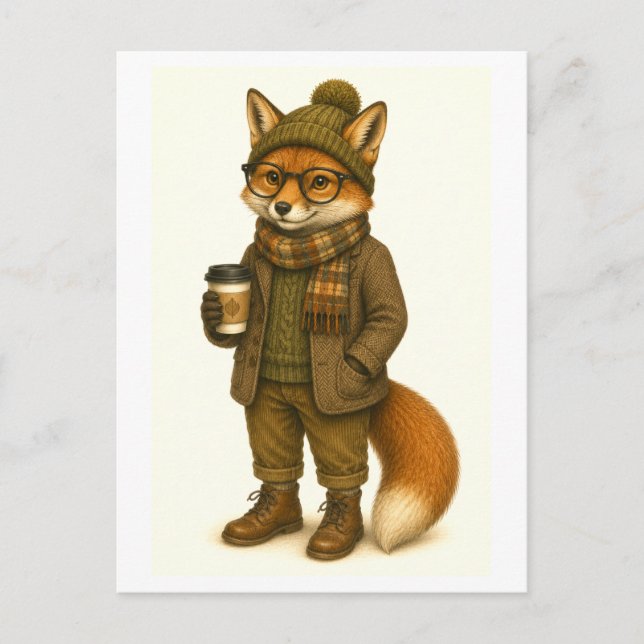Cartão postal da Raposa Hipster (Frente)