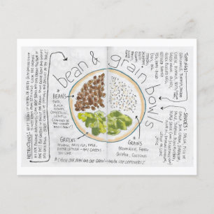 Cartão postal da receita de Bean Grain Bowls