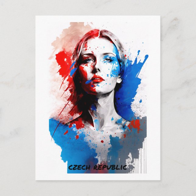 Cartão postal da República Tcheca - Retrato Abstra (Frente)