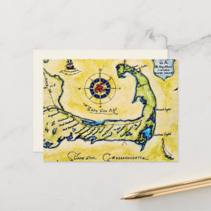 Cartão postal da rota cênica de Cape Cod