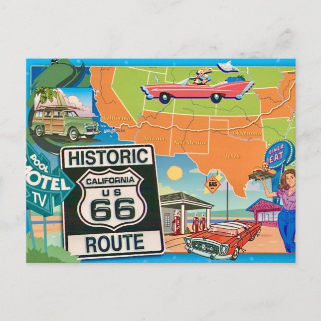 Cartão postal da rota histórica 66 (Frente)