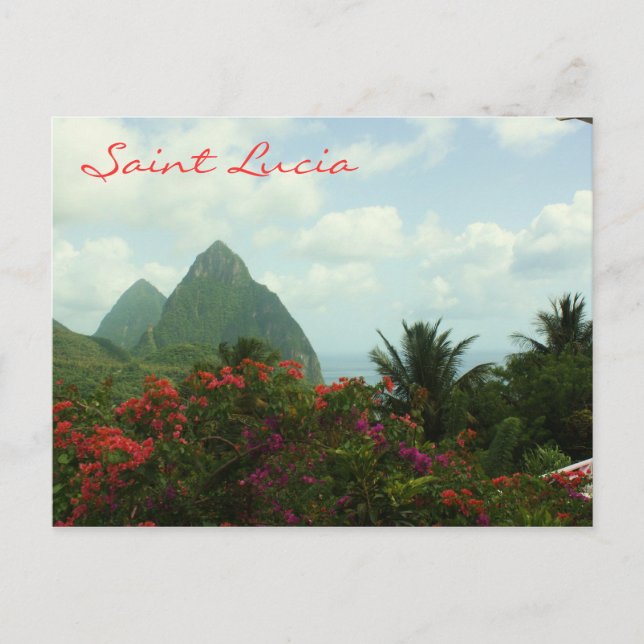 Cartão postal da santo Lucia Pitons (Frente)