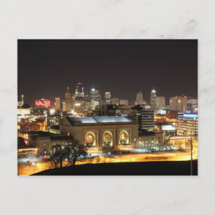 Cartão postal da silhueta de Kansas City à noite