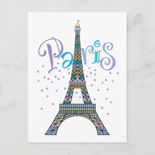 Cartão postal da Torre Eiffel com confetes