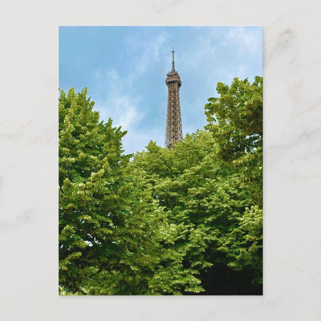 Cartão postal da Torre Eiffel espiando através das (Frente)