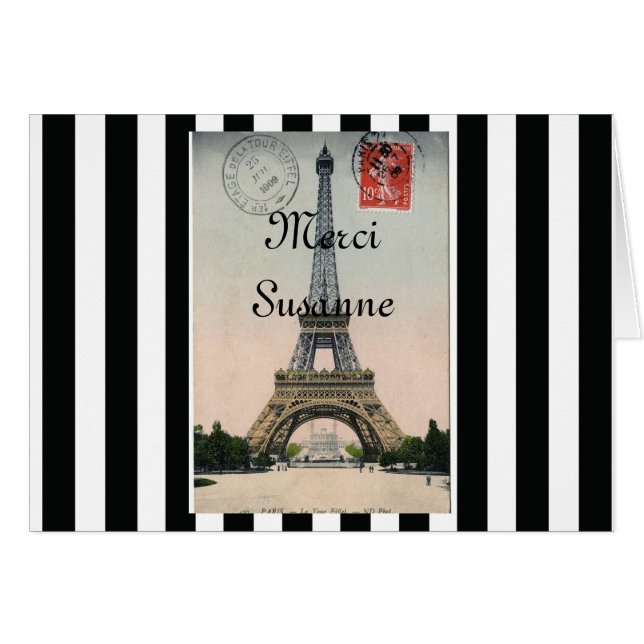 Cartão postal da Torre Eiffel Vintage (Frente Horizontal)
