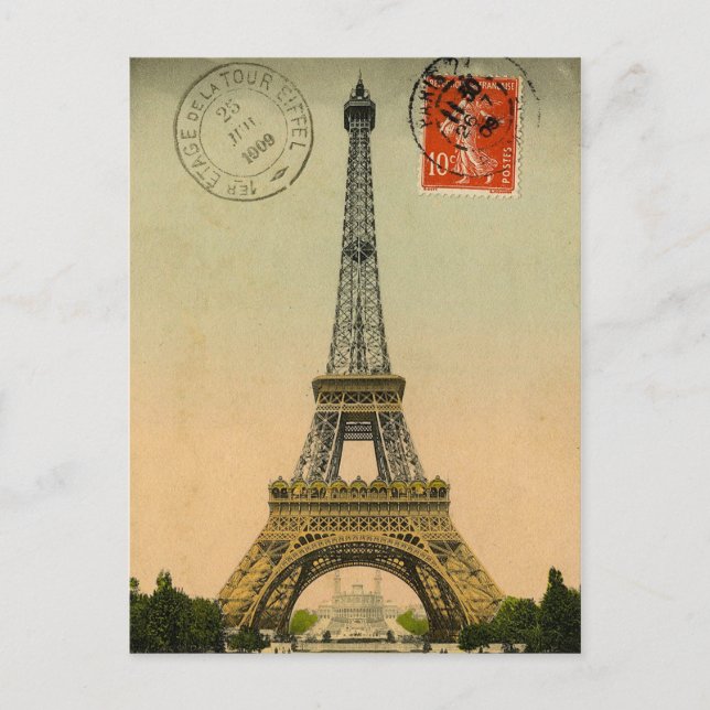 Cartão postal da Torre Eiffel Vintage (Frente)