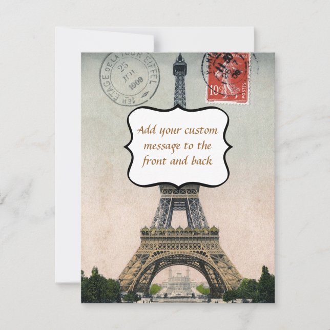 Cartão postal da Torre Eiffel Vintage (Frente)