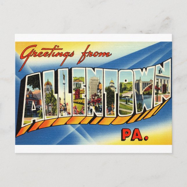 Cartão postal da Viagens vintage Allentown Pensilv (Frente)