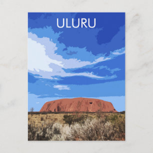 Cartão postal da viagens vintage Art Uluru Austrál
