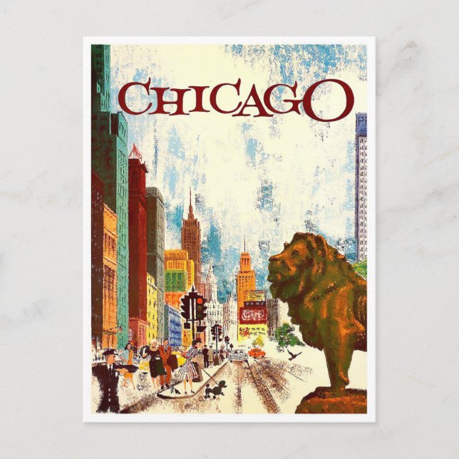 Cartão postal da viagens vintage Chicago (Frente)