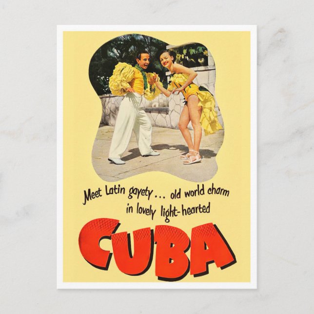 Cartão postal da viagens vintage cubana (Frente)