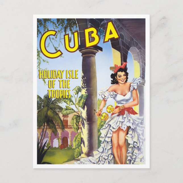 Cartão postal da viagens vintage cubana (Frente)