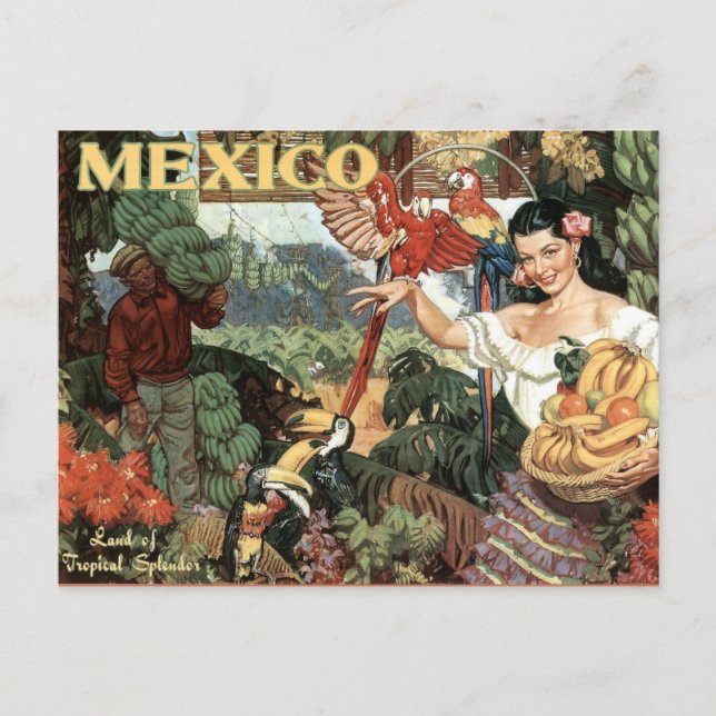 Cartão postal da viagens vintage do México (Frente)