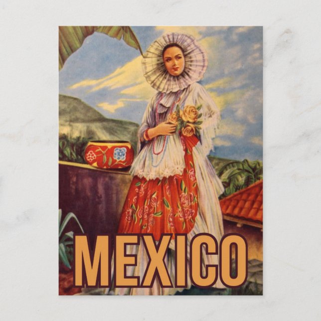 Cartão postal da viagens vintage do México (Frente)