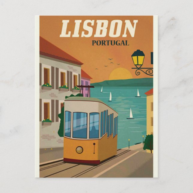 Cartão postal da Viagens vintage Lisboa Portugal (Frente)