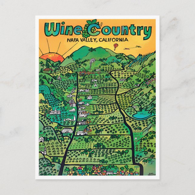 Cartão postal da viagens vintage Napa Valley (Frente)