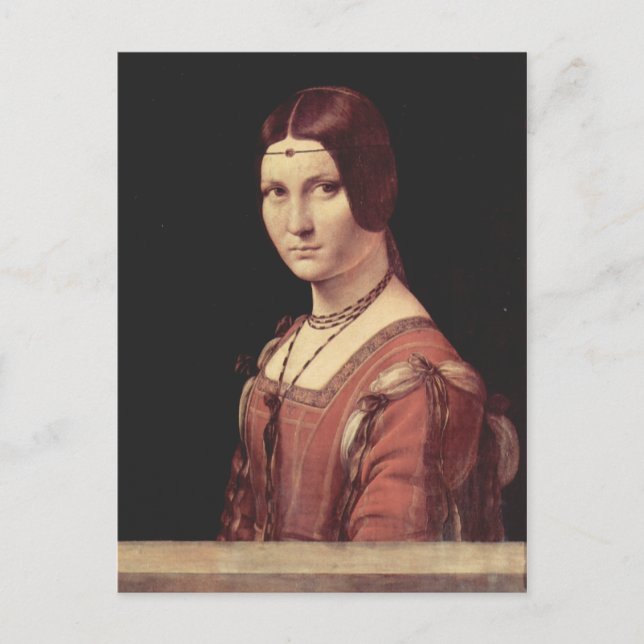 Cartão Postal Da Vinci Leonardo - La belle ferronnière (Frente)
