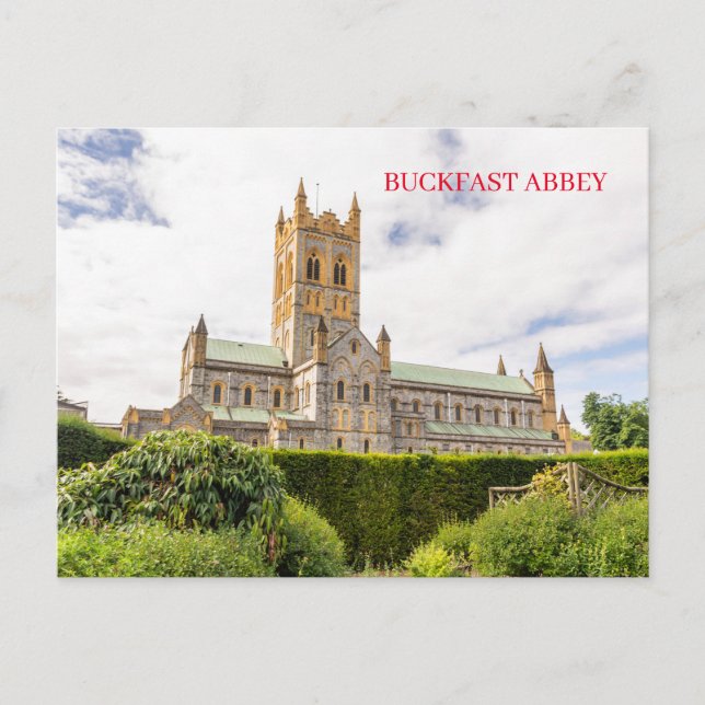 Cartão postal da vista da Abadia de Buckfast (Frente)