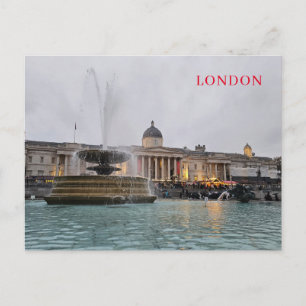 cartão postal da vista da fonte da Praça Trafalgar