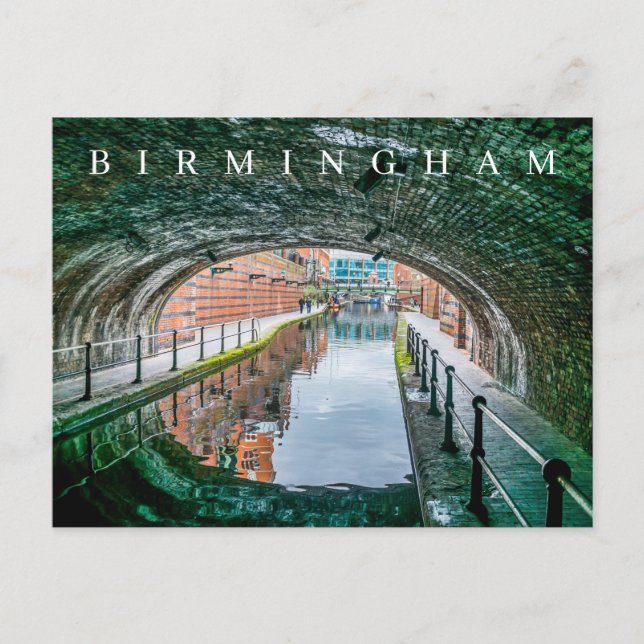 cartão postal da vista do canal de Birmingham (Frente)