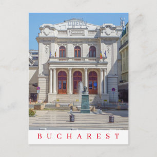 cartão postal da vista do teatro de Bucareste