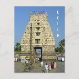cartão postal da vista do templo de India Belur