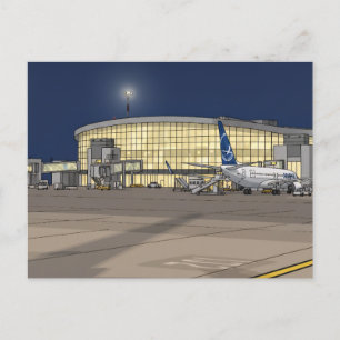 Cartão postal da vista do terminal do aeroporto à