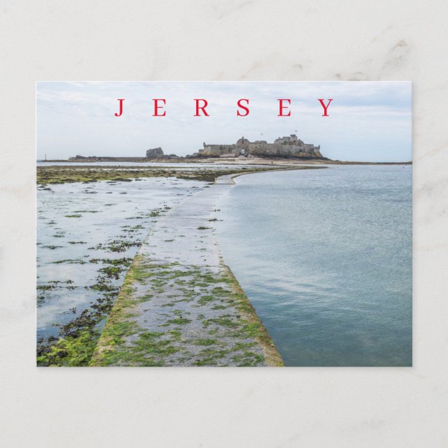 Cartão postal da vista Jersey Elizabeth Castle (Frente)