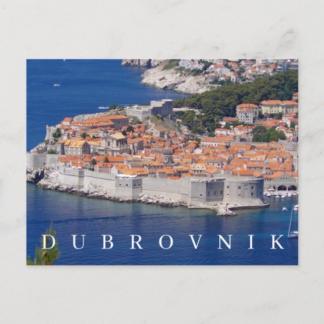 Cartão postal da vista panorâmica de Dubrovnik (Frente)