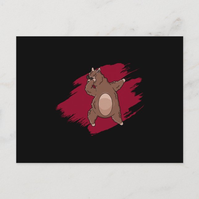 Cartão Postal Dabbing Lama Dab Alpaca Engraçado Crianças Engraça (Frente)