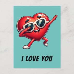 Cartão Postal Dabbing Red Heart I Love You Card