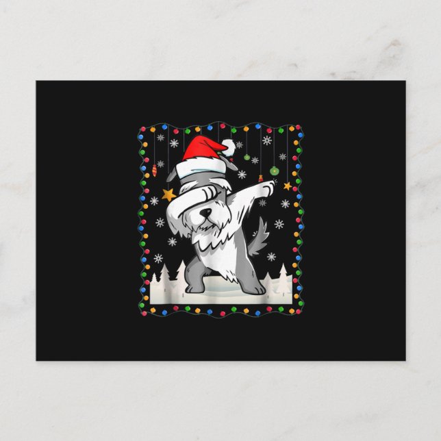 Cartão Postal dabbing schnauzer papais noeis leves de natal (Frente)