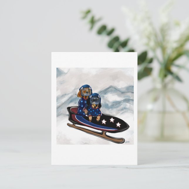 CARTÃO POSTAL DACHSHUND  (Em pé/Frente)