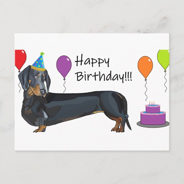 Cartão Postal Dachshund Birthday (Frente)
