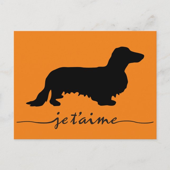 Cartão Postal Dachshund Cabelo Longo - Silhueta 1 (Frente)